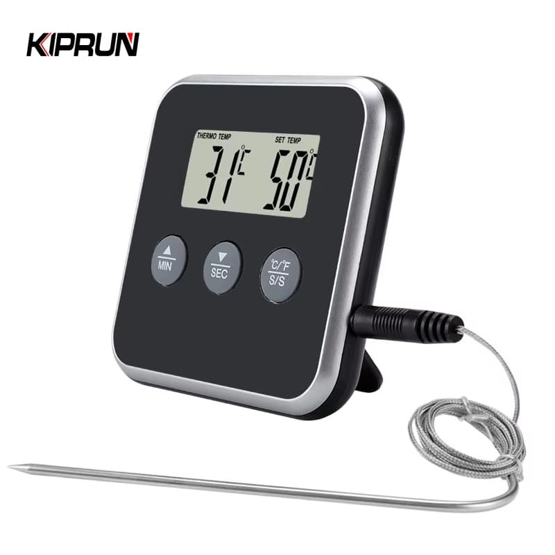 Kipka Termômetro Digital Para Alimentos Com Sonda , Temporizador De Alarme De Temperatura Cozinhar Óleo De Água Carne De