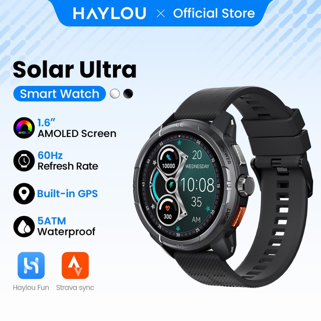 [New] Haylou Solar Ultra SmartWatch GPS 1.6"AMOLED 60Hz Display 5ATM 22Dias Bateria Relógio Inteligente À Prova D'água