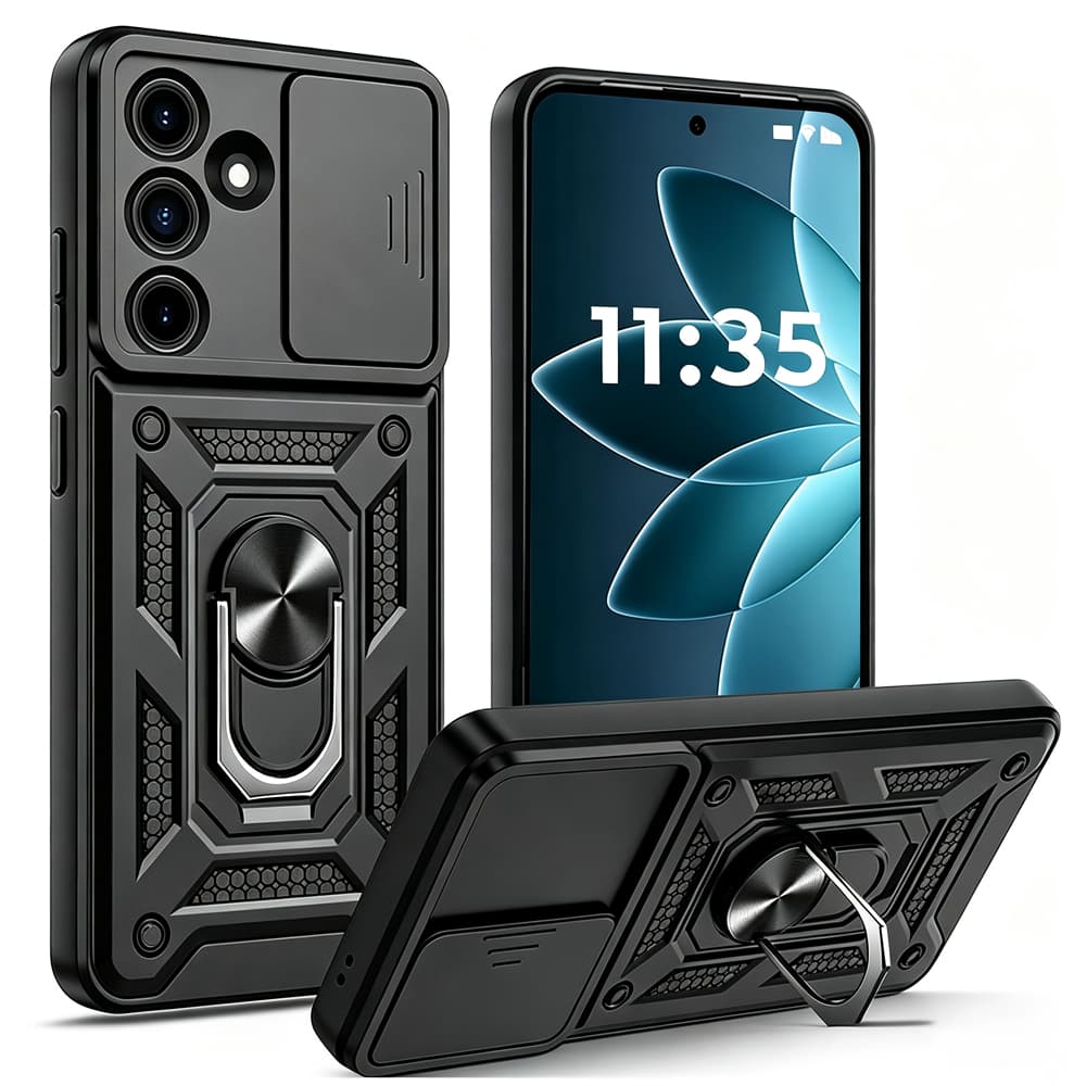 Capa de telefone rígida para choque e queda com suporte de metal Para Galaxy A57 A37 A27 A17 A16 A26 A36 A56 A15 A55 A54