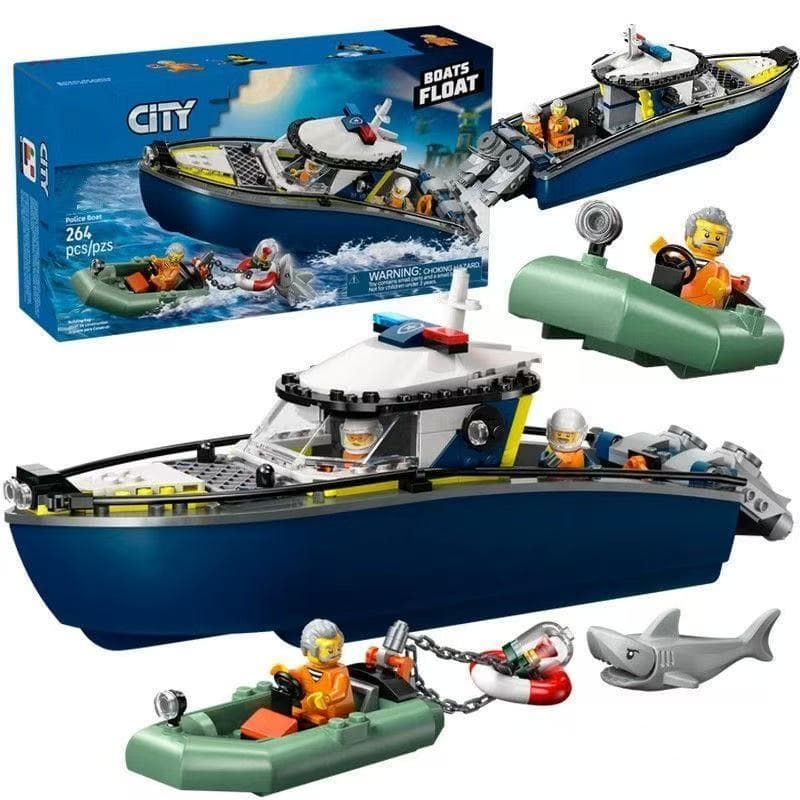Lego blocos 450PCS série City 60456 Barco de Patrulha Policial Flutuante Brinquedo de Montar para Meninos