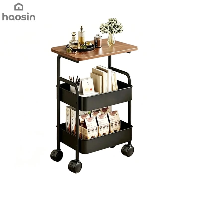Carrinho com Rodas para Cozinha 3 Camadas Multiuso Organizador Prático Leve para Banheiro Quarto e Lavanderia