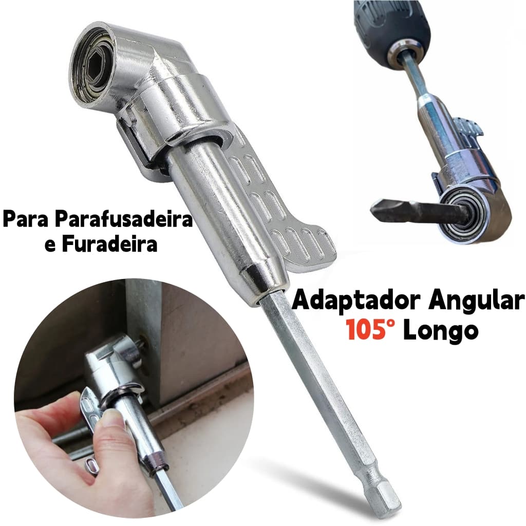 Adaptador Angular Magnético 105 Graus 1/4" Aço Inoxidável Para Furadeira e Parafusadeira