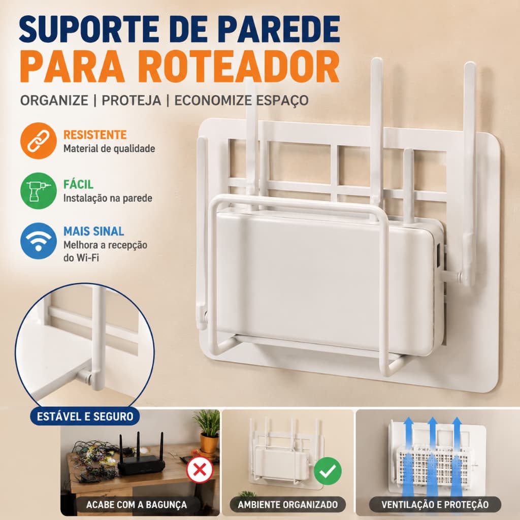 Para router sem furação, prateleira para caixa de TV de parede, suporte de parede para sala, suporte para Wifi