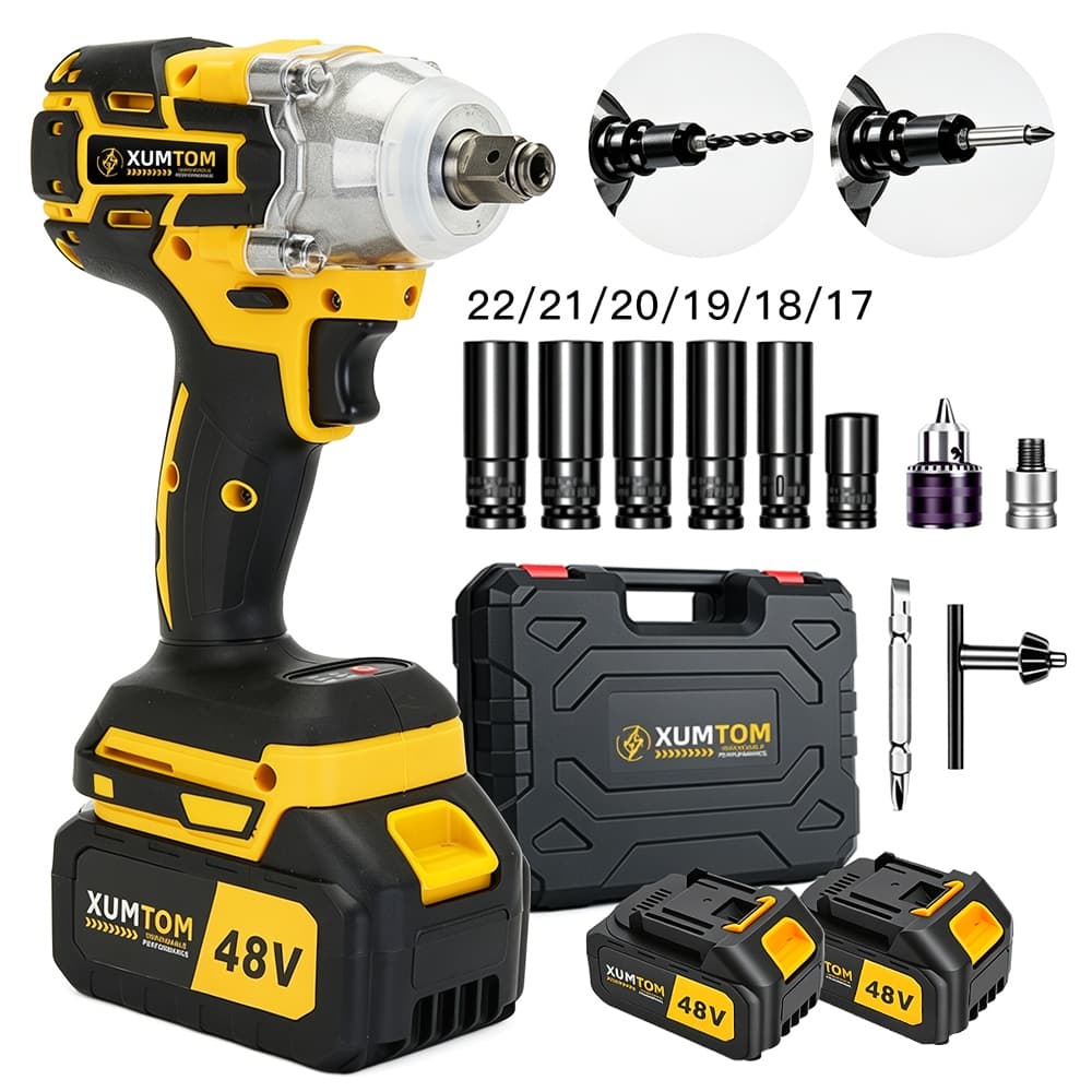Chave De lmpacto 48V Sem Fio Elétrica 450NM Parafusadeira Furadeira Com Maleta + 2 Baterias