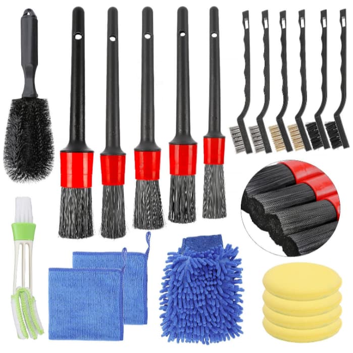 15/20 PCS Kit de Escovas de Limpeza de Carro Luvas de Lavagem de Carro