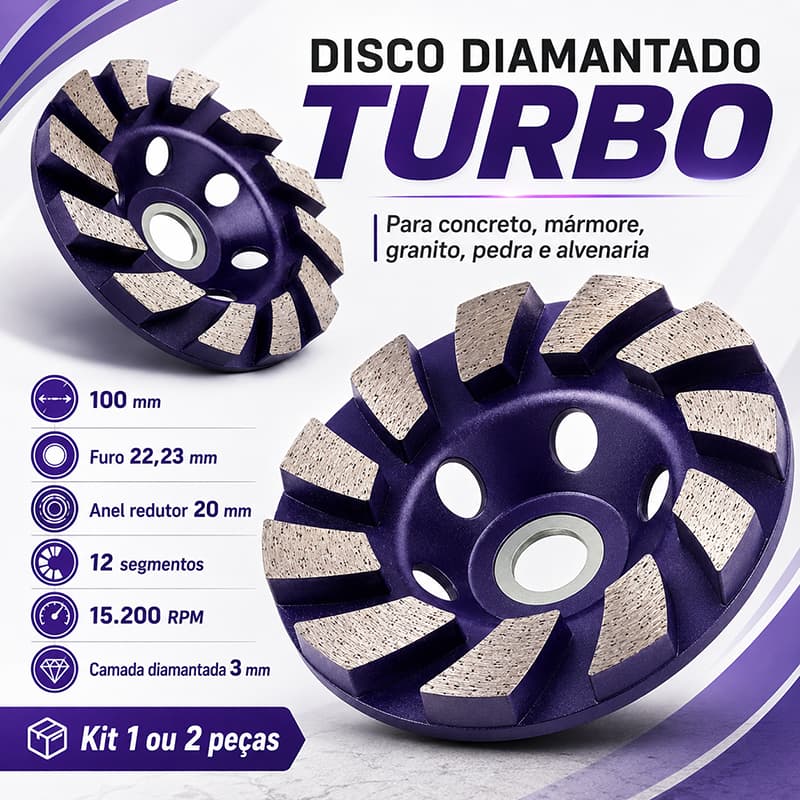 Kit 1/2pcs Disco Desbaste Diamantado Concreto Esmerilhadeira Mármore