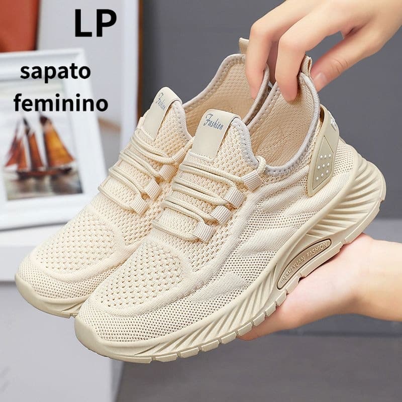 Tênis Casuais Femininos LP, Sapatos Confortáveis com Sola Macia e Leve, Calçados Esportivos Femininos para o Verão