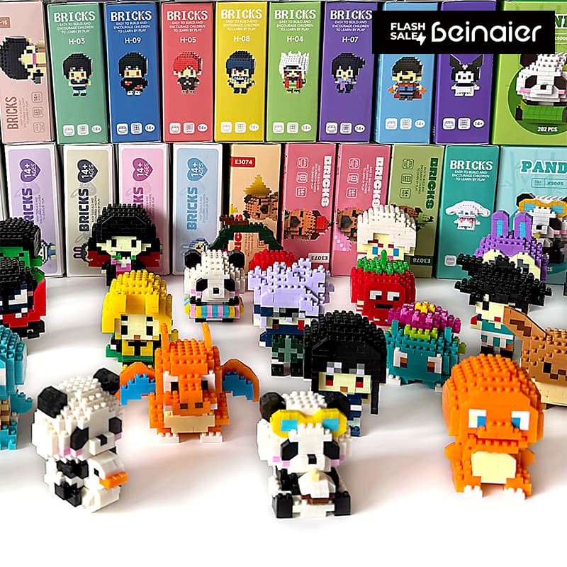 Brinquedo Educativo Infantil com Bonecos Cartoon e Blocos de Montar