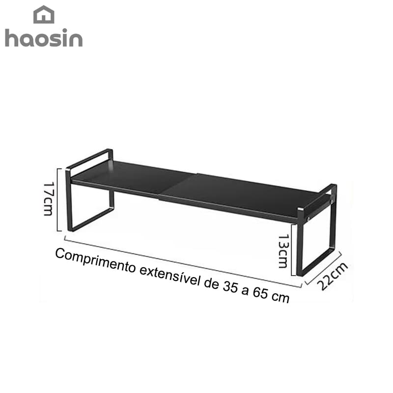 Haosin Prateleira Retrátil Ajustável 35 a 65cm para Cozinha Organizador Multiuso sem Furar