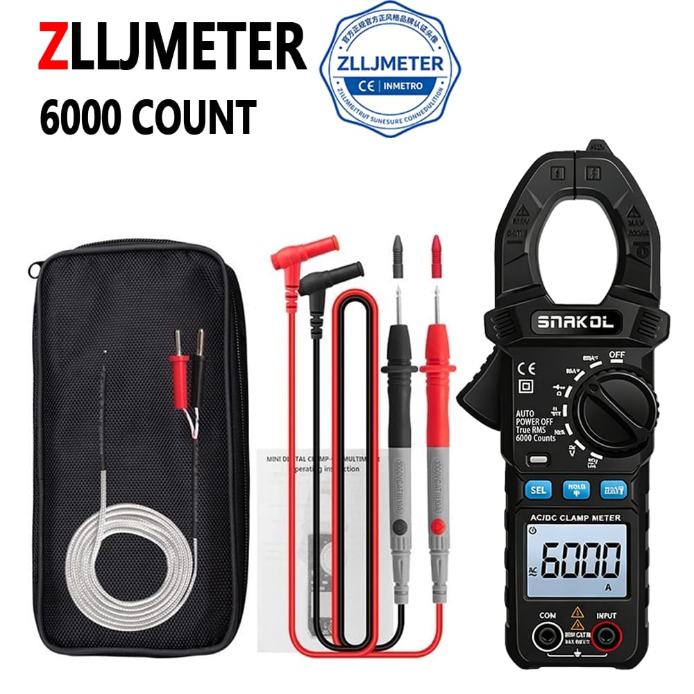 Multímetro De Braçadeira Digital Zljmeter SK203 De Uma Peça , 6000 Contagens AC DC Tensão NCV True RMS Testador Elétrico