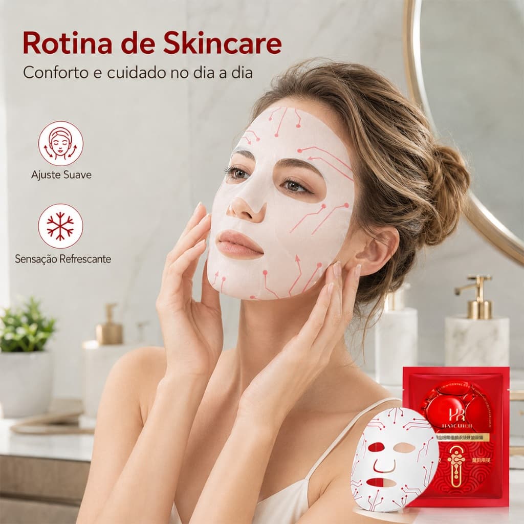 Máscara Facial de Colágeno Anti-Idade Anti-Rugas Firmadora Rejuvenescedora Células-Tronco Skincare Coreana