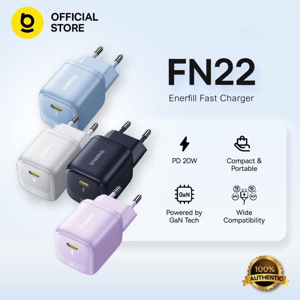Baseus FN22  GaN5 Mini Carregador Rápido Portátil 20W / 30W Para iPhone 17