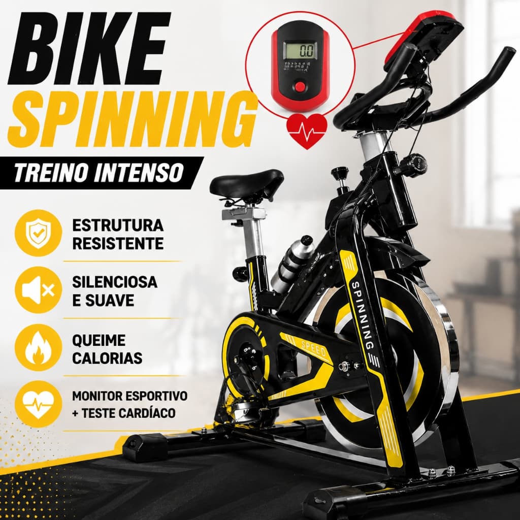 Bicicleta Ergometrica Spinning Com Roda De Inércia Para Fitness Profissional e Treino Esportivo suporta até 150kg