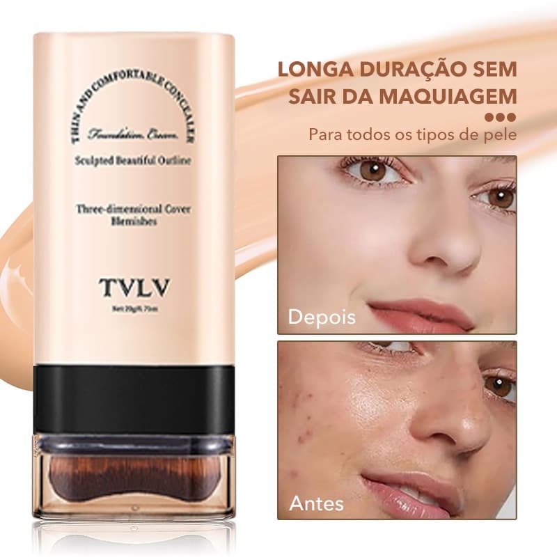 Vem com cabeça de escova corretivo base líquida dupla cabeça fundação vara Natural leve hidratante base líquida à prova 