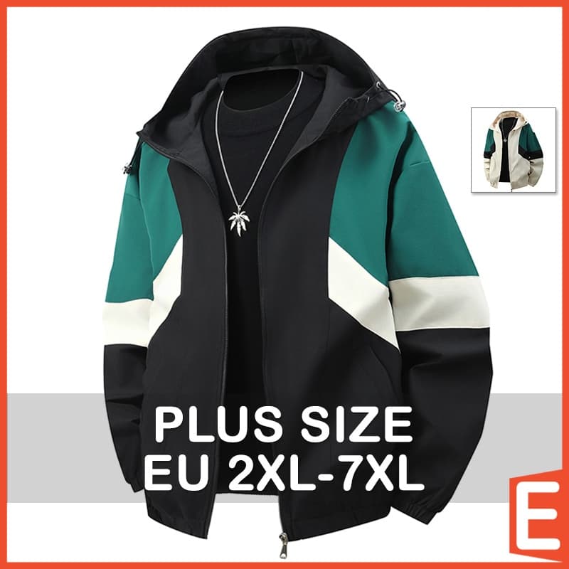 [EU 2XL-7XL] Jaqueta Plus Size Com Capuz Masculina Casual Manga Comprida Jaquetas Pretas Cáqui Bolso Masculino Esportivo