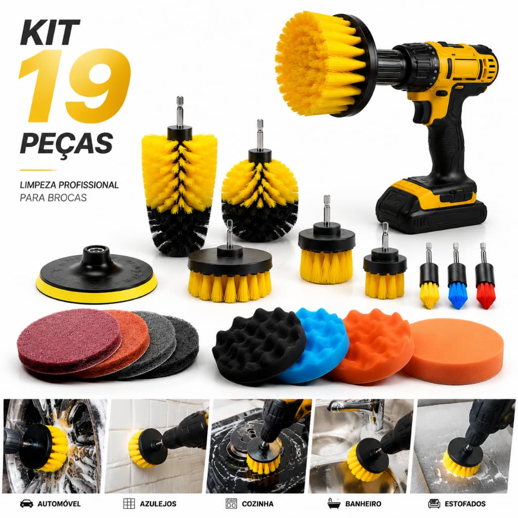 Kit 19 Escova Rotativa Para Parafusadeira Limpeza Pesada Encaixa Parafusadeira Furadeira Em Geral