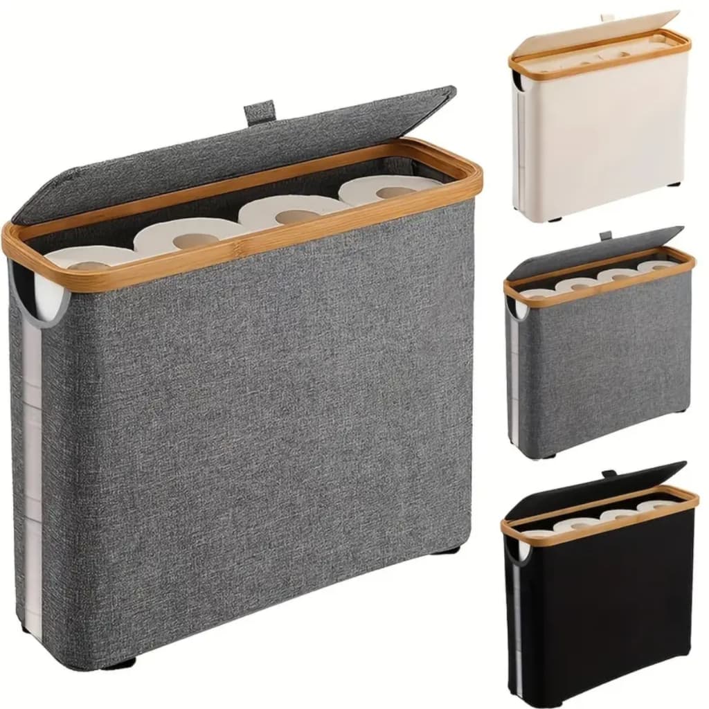 Cesto Organizador Dobrável com Tampa e Visor para Banheiro Quarto Guarda Roupa HAOSIN