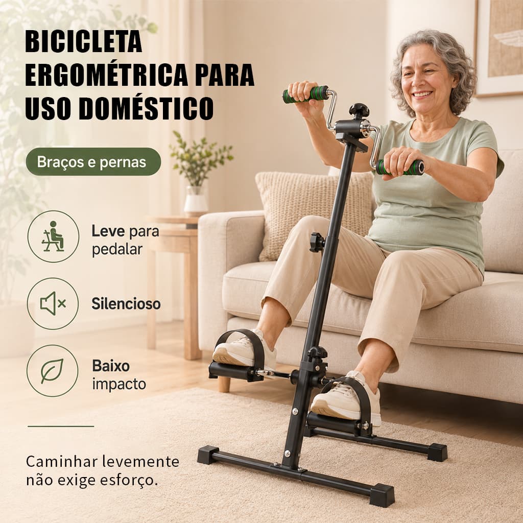 Mini Bicicleta Ergométrica Para Treino de Pernas e Braços Resistência Ajustável Adequada Para Idosos