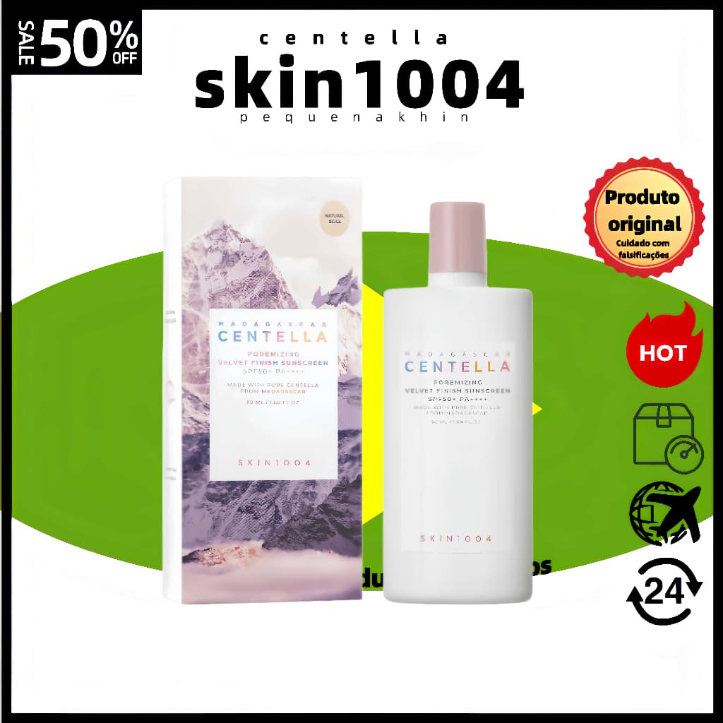 7.7skin1004 Protetor Solar Com Acabamento De Veludo Para Poros Madagascar Centella PA + (50ml)