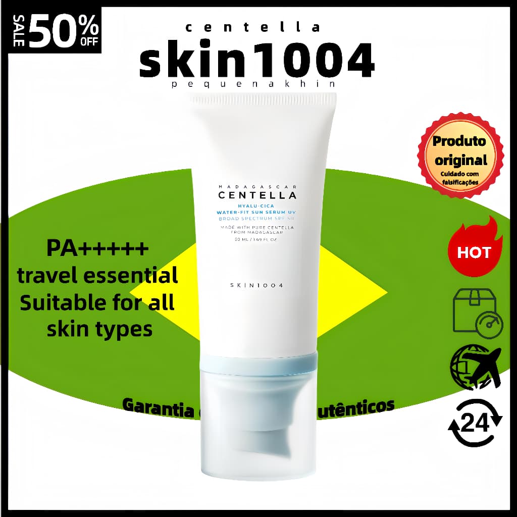 7.7skin1004 Saqueta Madagascar Centella Hyalu-Cica Sérum Solar Water-Fit Fps50 + PA + Hidratante , Calmante 50ml