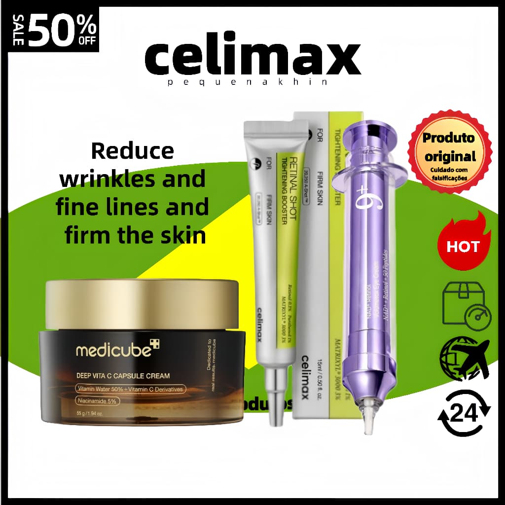 7.7celmimax Essência De Vitamina A + Creme De Colágeno C + No . 9 | Antienvelhecimento + Reparação Reduz Rugas