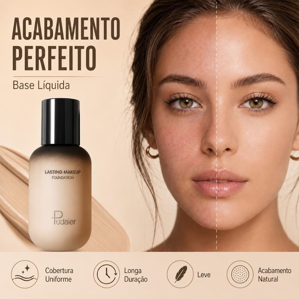 Pudaier Alta Cobertura Fosca Base Líquida Corretivo BB Creme Garrafa De Leite Hidratante De Maquiagem Facial 40ml