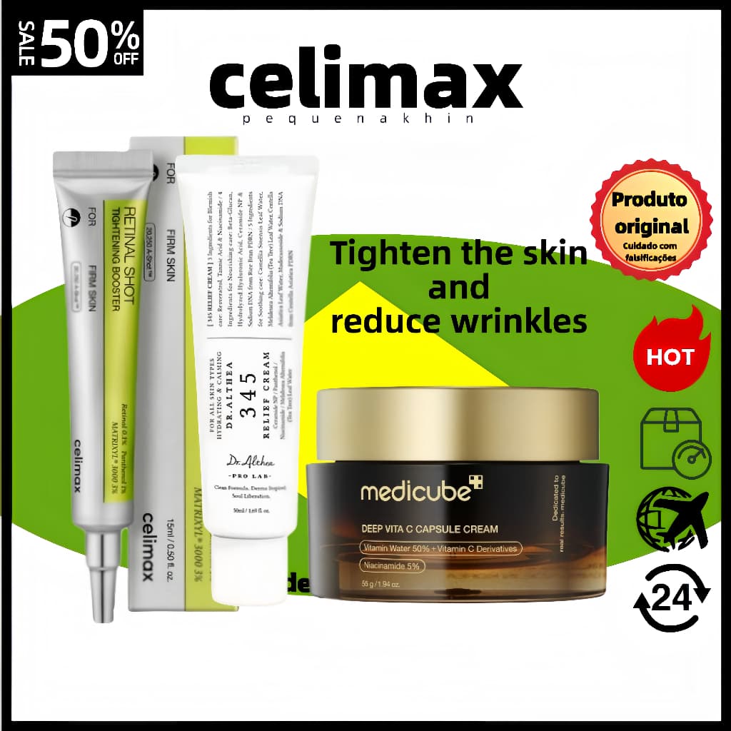 7.7celmimax Essência De Retinol + Creme De Cápsulas De Vitamina C Reparador Calmante 345 | Antienvelhecimento Firmador