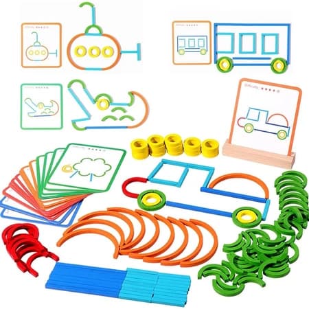 Brinquedo educativo de madeira Montessori, quebra-cabeça criativo - brinquedo de educação motora fina para crianças de 3