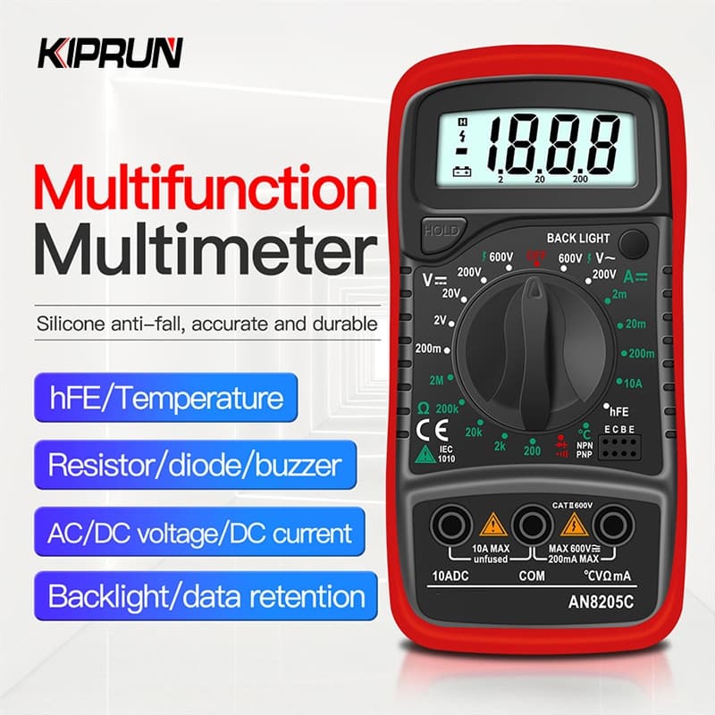 Kipka Multímetro Digital AC/DC Amperímetro Volt Ohm Tester Medidor Multimetro Com Termopar LCD Backlight Portátil , AN82