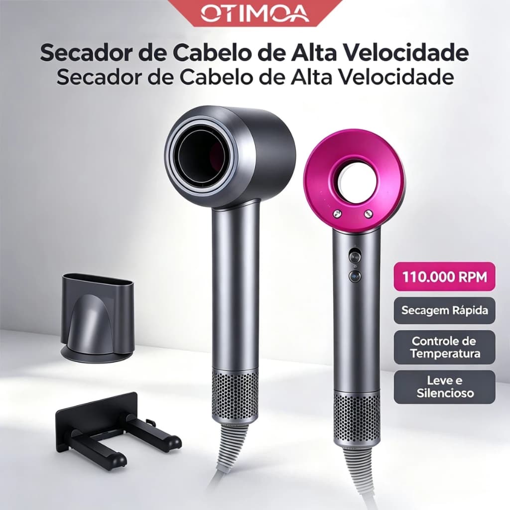 Secador De Cabelo 220V Lônico Profissional 110,000 RPM 60dB Para Salão E Doméstico Envio Local
