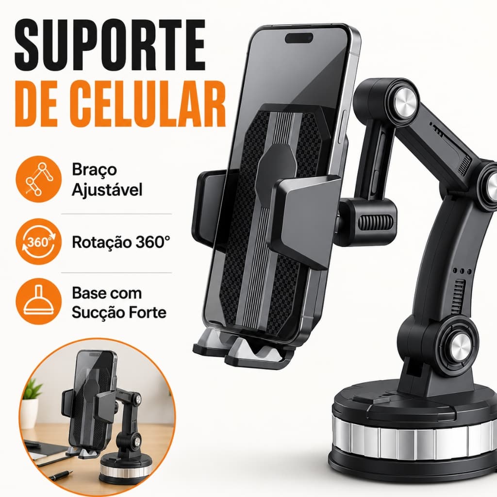 Suporte De Telefone Para Carro Ventosa Multi-Angulo Ajustável Suv Pickup Truck Universal Phone Holder