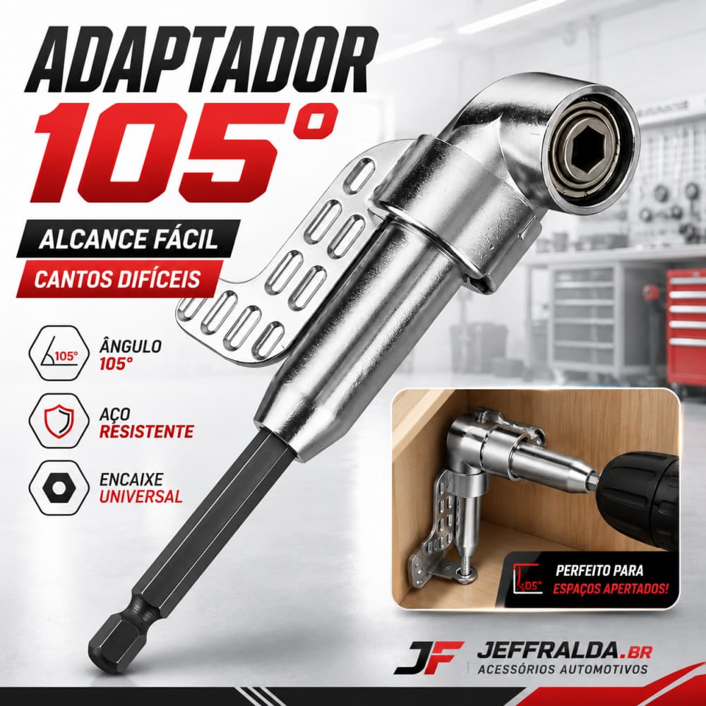 Adaptador Angular Longo Para Parafusadeira e Furadeira 105°