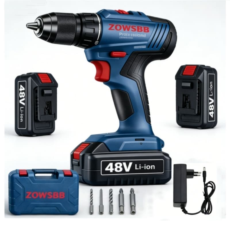 Furadeira parafusadeira de impacto profissional 1900rpm Genérica zowsbb parafusadeira 48V 2 Baterias