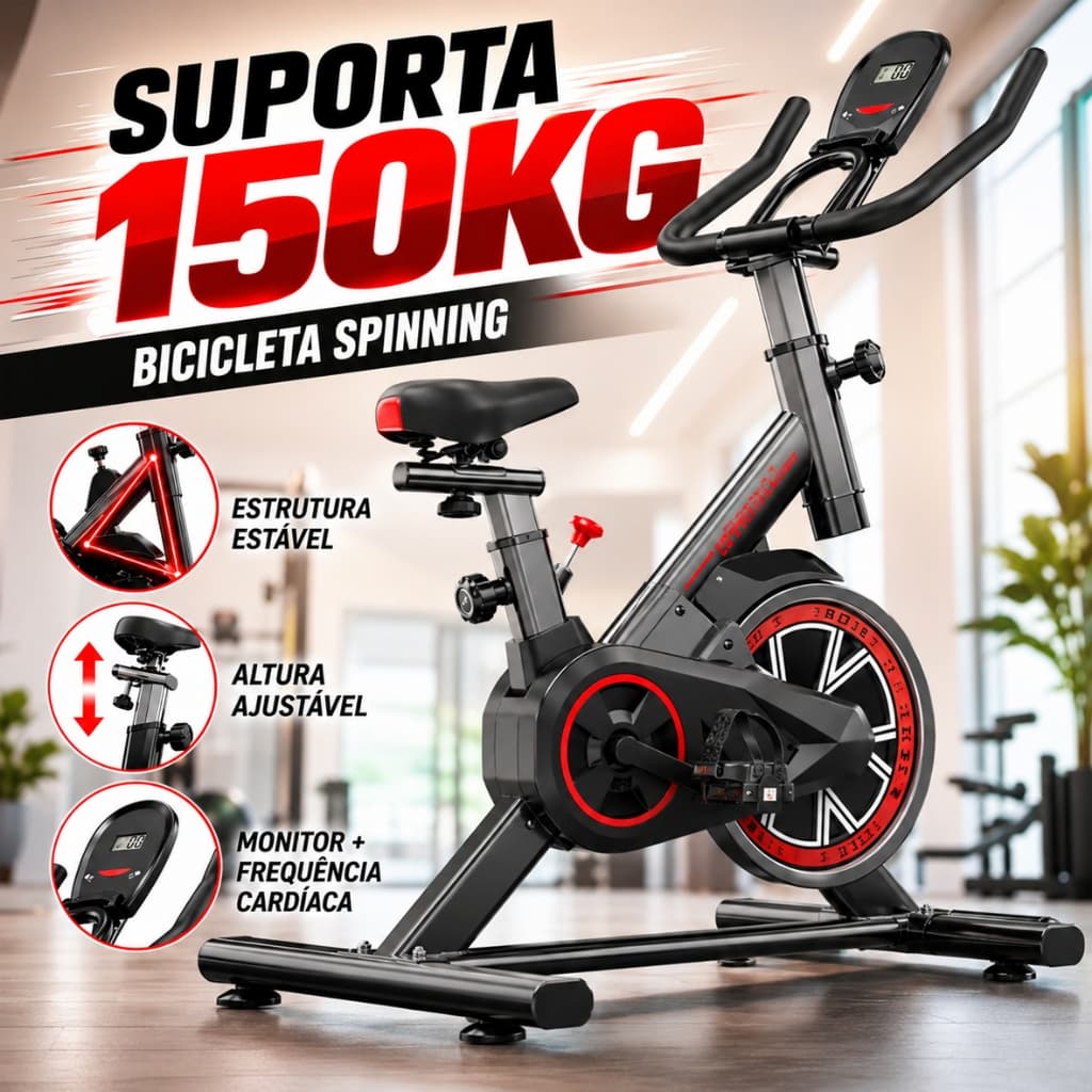 Bicicleta Bike Ergometrica Spinning Detecção De Frequência Cardíaca Academia Fitness Profissional 150kg
