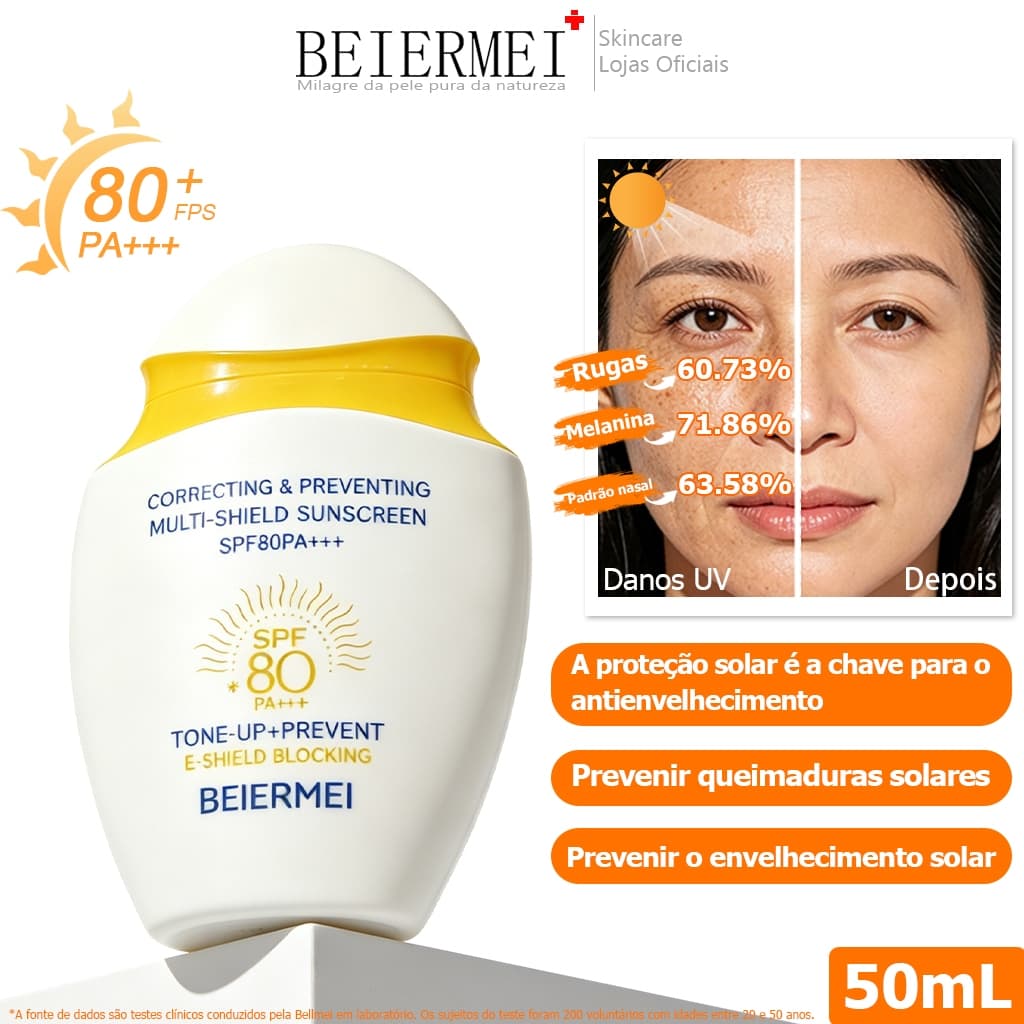 Beiermeri , br Protetor Solar Facial FPS 80 50ml Prevenir o envelhecimento solar Prevenir queimaduras solares