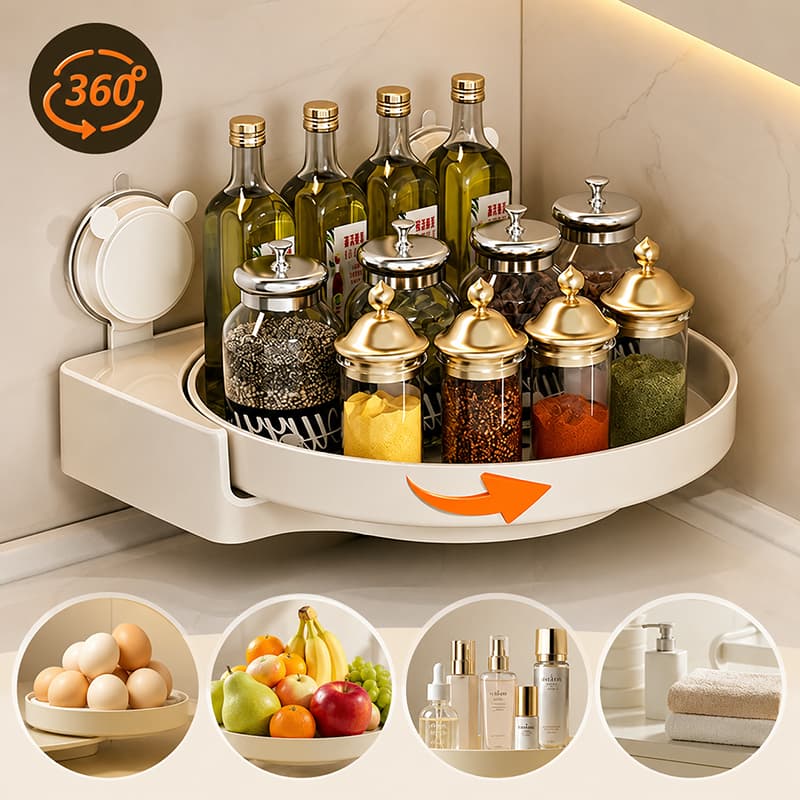 Organizador Giratório Multiuso 360º- Bandeja para Cozinha, Temperos, Frutas, Maquiagem, Quarto e Banheiro