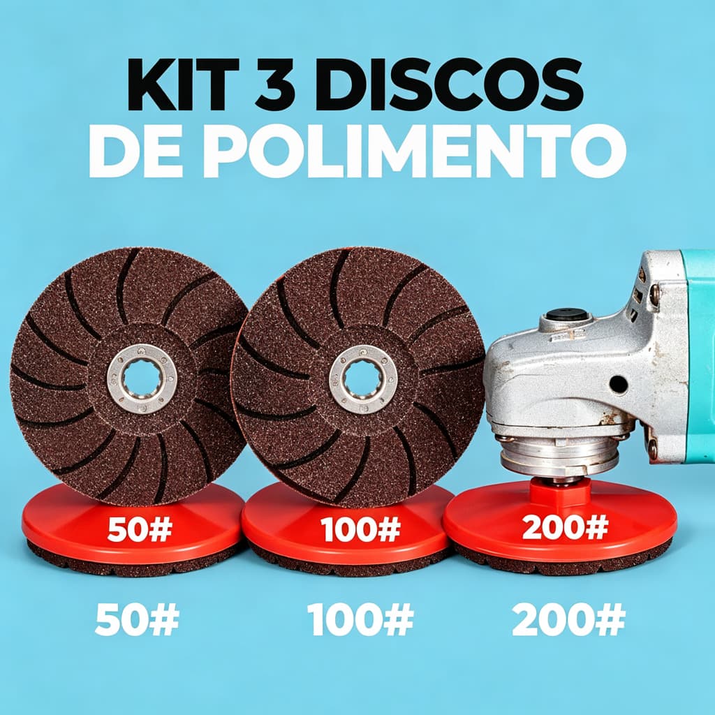 Almofada Diamantada 80mm Grão 50/100/200 M10 Furo 16mm p/ Esmerilhadeira 100, Granito e Cerâmica