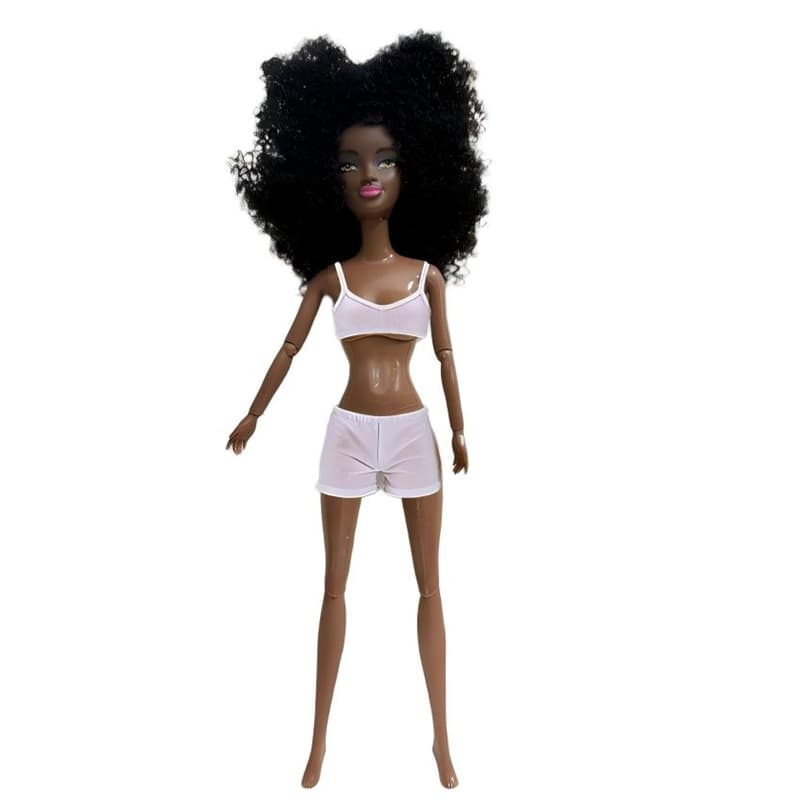 Boneca Feminina de 29,2 cm Articulada, Corpo Fashion para Cabeça de Boneca, Cabelo Longo, Mulher Africana, Brinquedo DIY