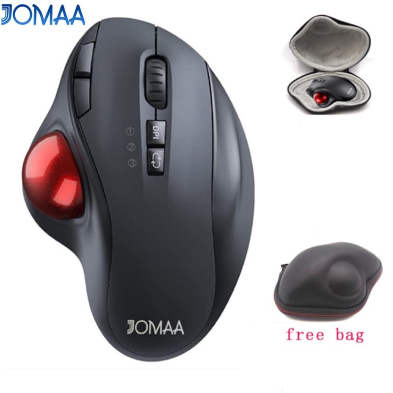 JOMAA Bluetooth Trackball Mouse Com Bolsa 2.4g Ratos Ergonômicos Rollerball Recarregável Sem Fio Para Laptop
