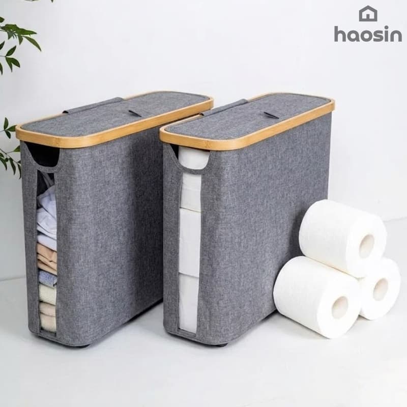 Cesto Organizador Dobráve De Papel Higiênico Para Banheiro Com Tampa Cesta De Armazenamento Multiuso