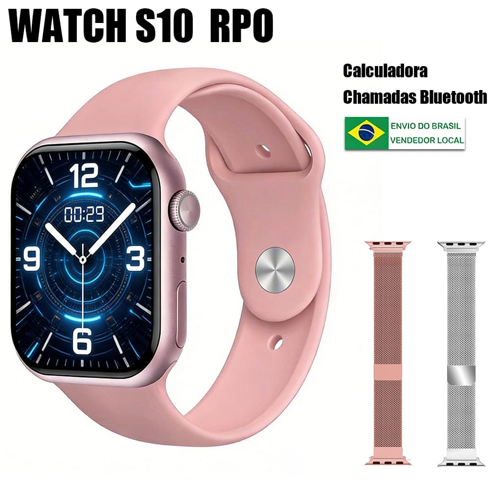 2026 Novo Smartwatch Original S10 Mini Pro 38mm com Chamada Bluetooth Monitor de Pressão Impermeável Calculadora