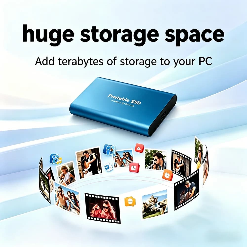 SSD Portátil De Armazenamento Em Massa De 16 Tb , 1 , 2 , 4 , 8 USB3.2 , Disco Rígido Externo Sólido De Alta Velocidade 