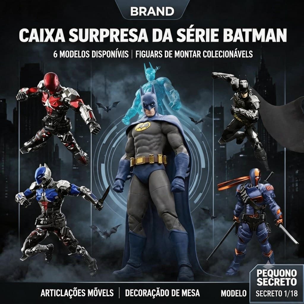Blocos de Montar Herói Morcego Vilão Palhaço Caixa Surpresa Bonecos Articulados