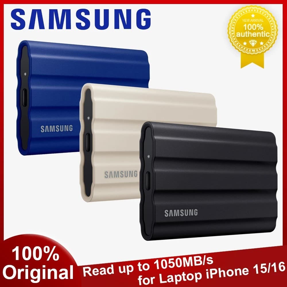 Novo Samsung T7 Escudo SSD Portátil USB 3.2 Gen2 Disco Rígido De Estado Sólido Externo De Alta Velocidade 1TB 2TB Para D