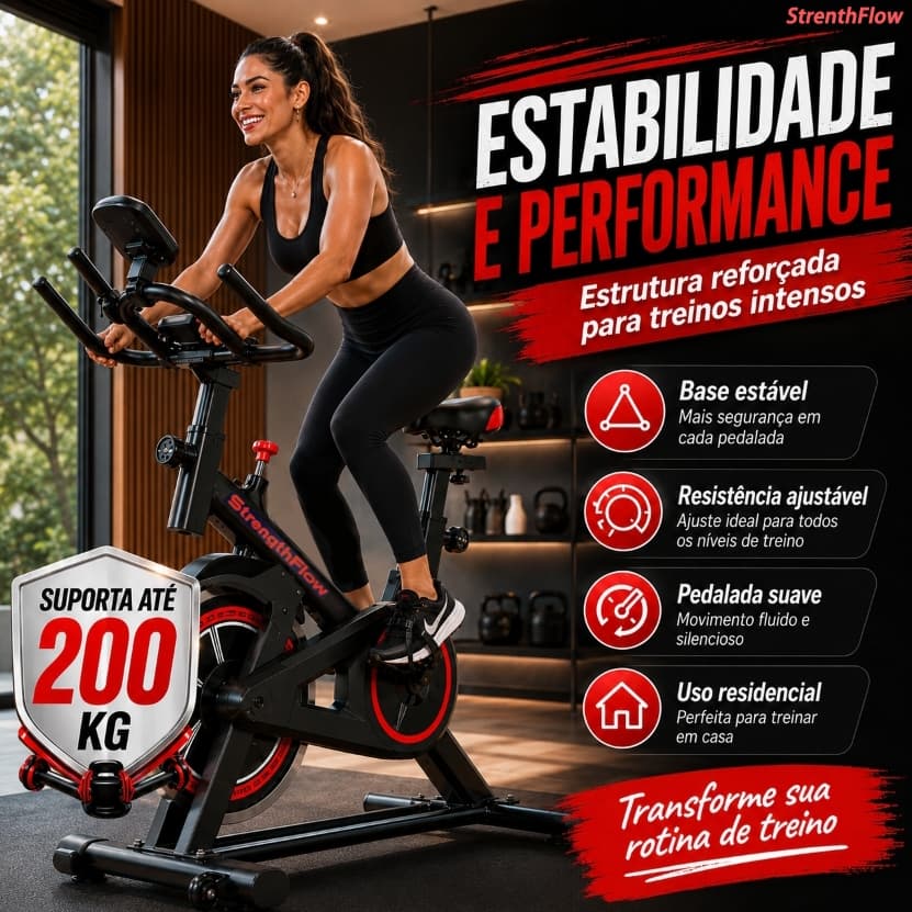Bicicleta Spinning Ergométrica Para Exercícios Com Monitor Profissional Sport Suporta até 200kg