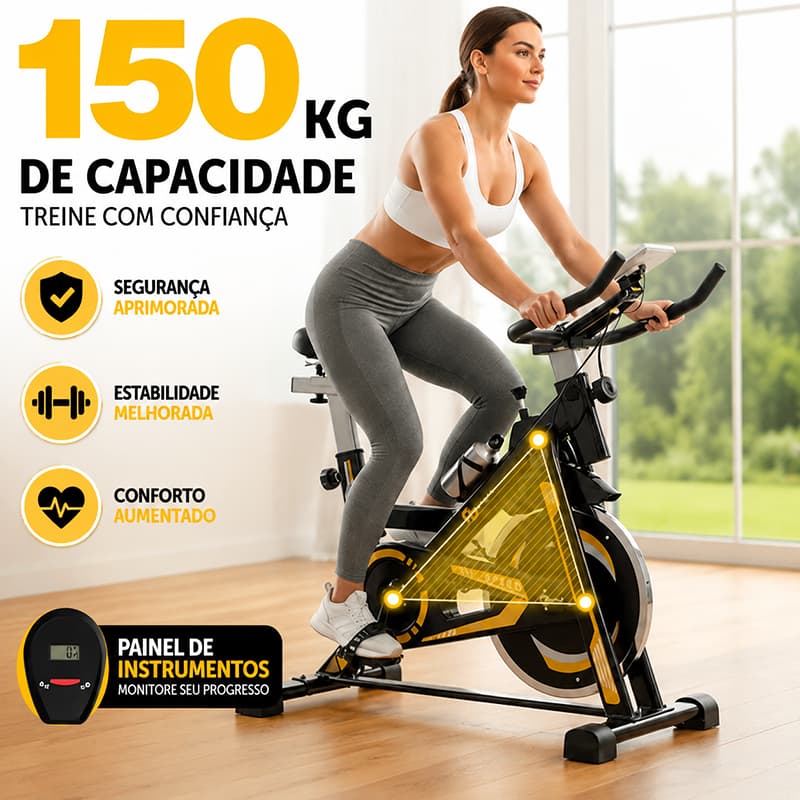 Bicicleta Spinning Ergométrica Para Exercícios Com Monitor Profissional Sport Suporta até 150kg Treino em Casa