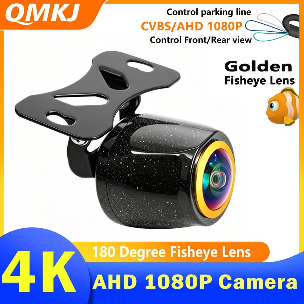 QMKJ 4K AHD 1080P Câmera De Visão Traseira Do Carro Lente Olho De Peixe De 180 Graus Interruptor De Controle De 3 Fios C