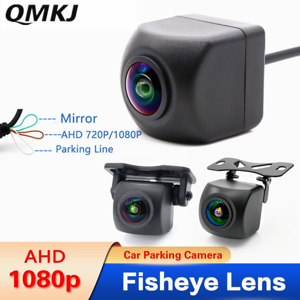 Câmera De Backup Para Carro AHD 1080P 170 ° Lente Olho De Peixe Dupla Resolução Comutável Frente Vista Traseira Linha De