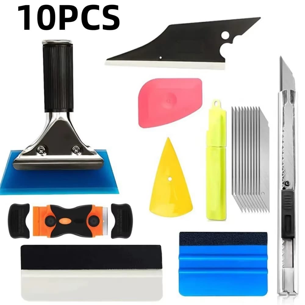 kit 10 rodo com espátula e estilete para aplicação profissional de insulfilme em carros e janelas