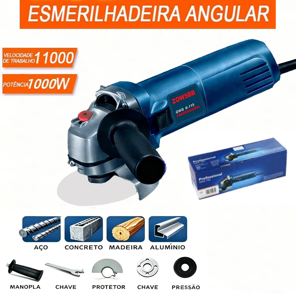 esmerilhadeira lixadeira angular profissional 1000W lixadeira 220V para remover ferrugem